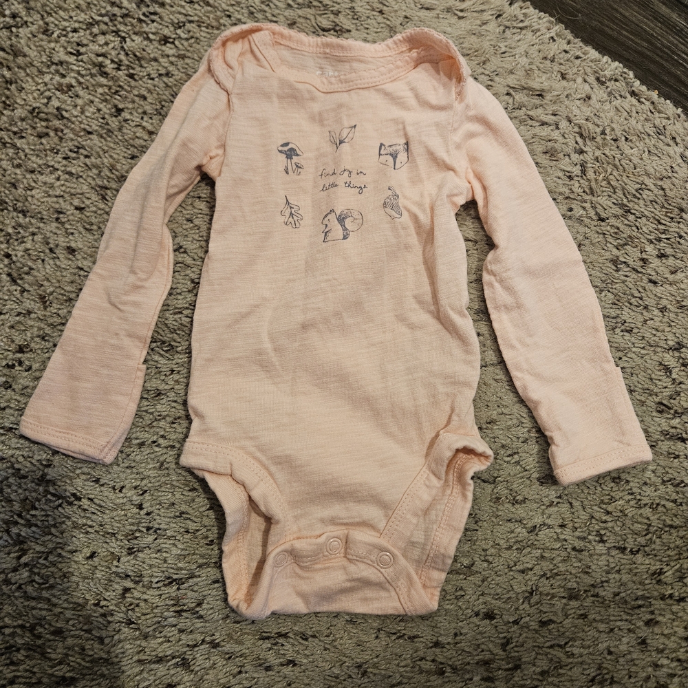 Carter's Peach Long Sleeve Onesie With Built In Mittens